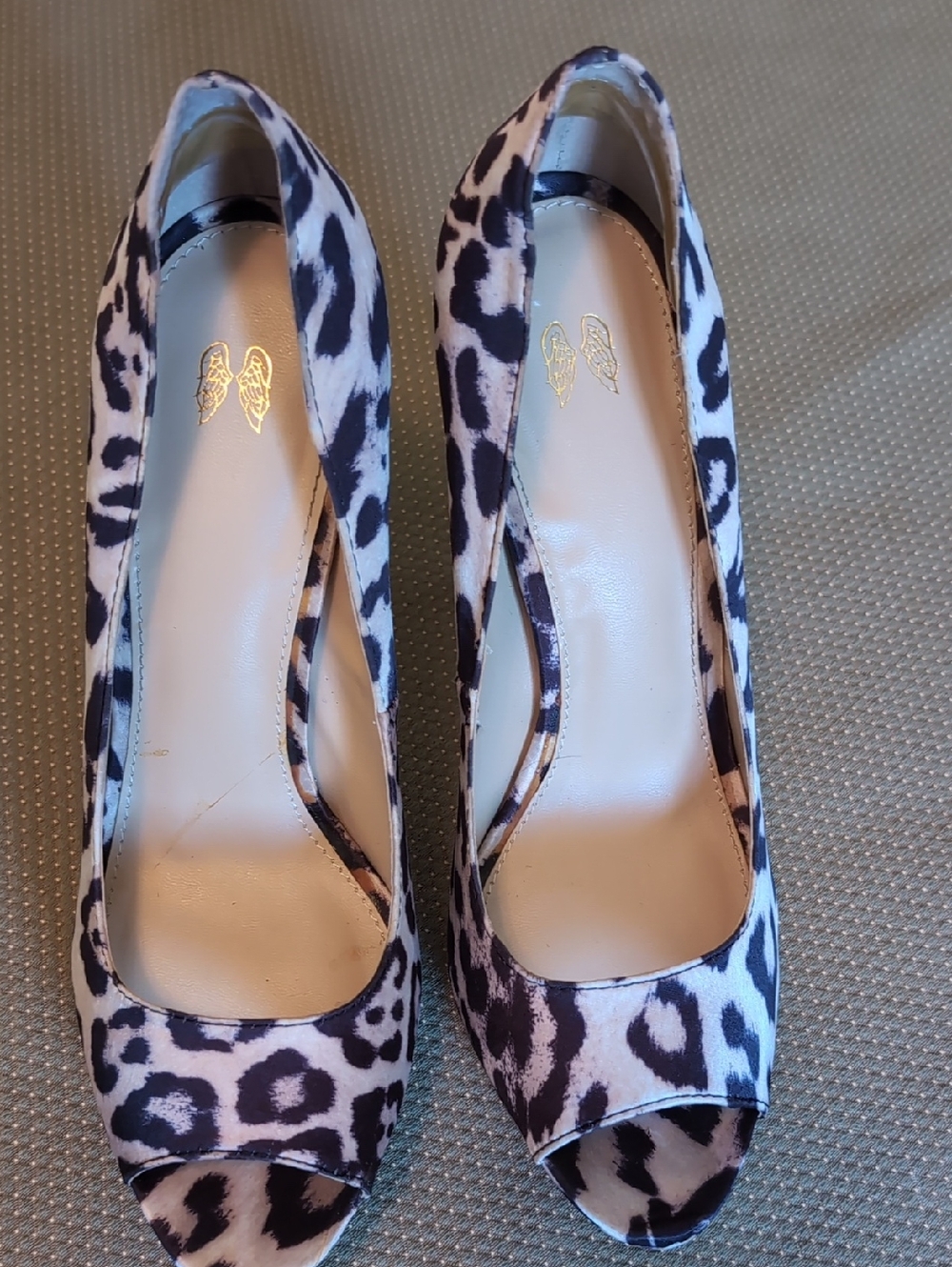 Leopard Print Peep-Toe Pumps - Brown & Tan